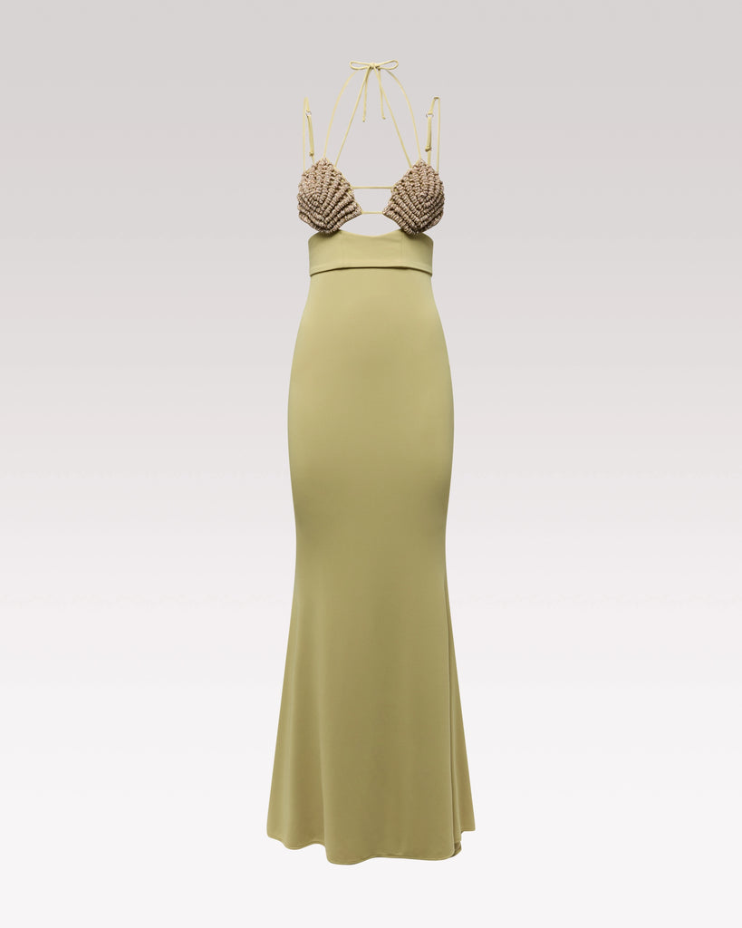 Venere Dress Wasabi – Hibourama | Capsule Meraviglia, front view